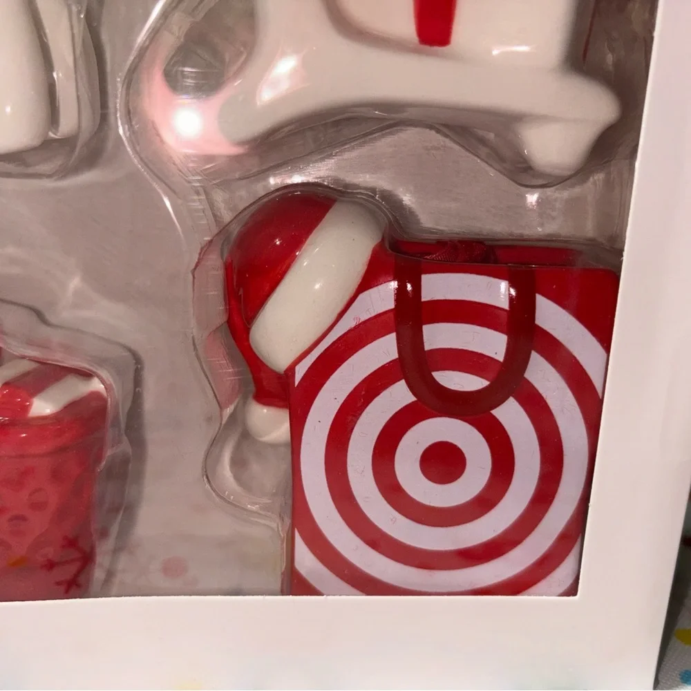 Target Themed Ceramic Ornament Set HTF